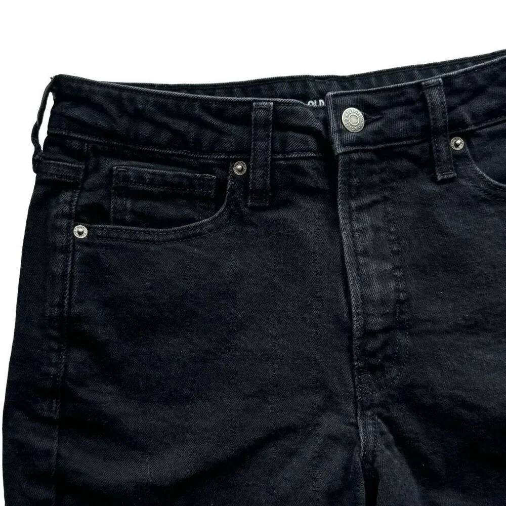 Old Navy High Rise OG Straight Black Long Denim Shorts Women’s Size 6